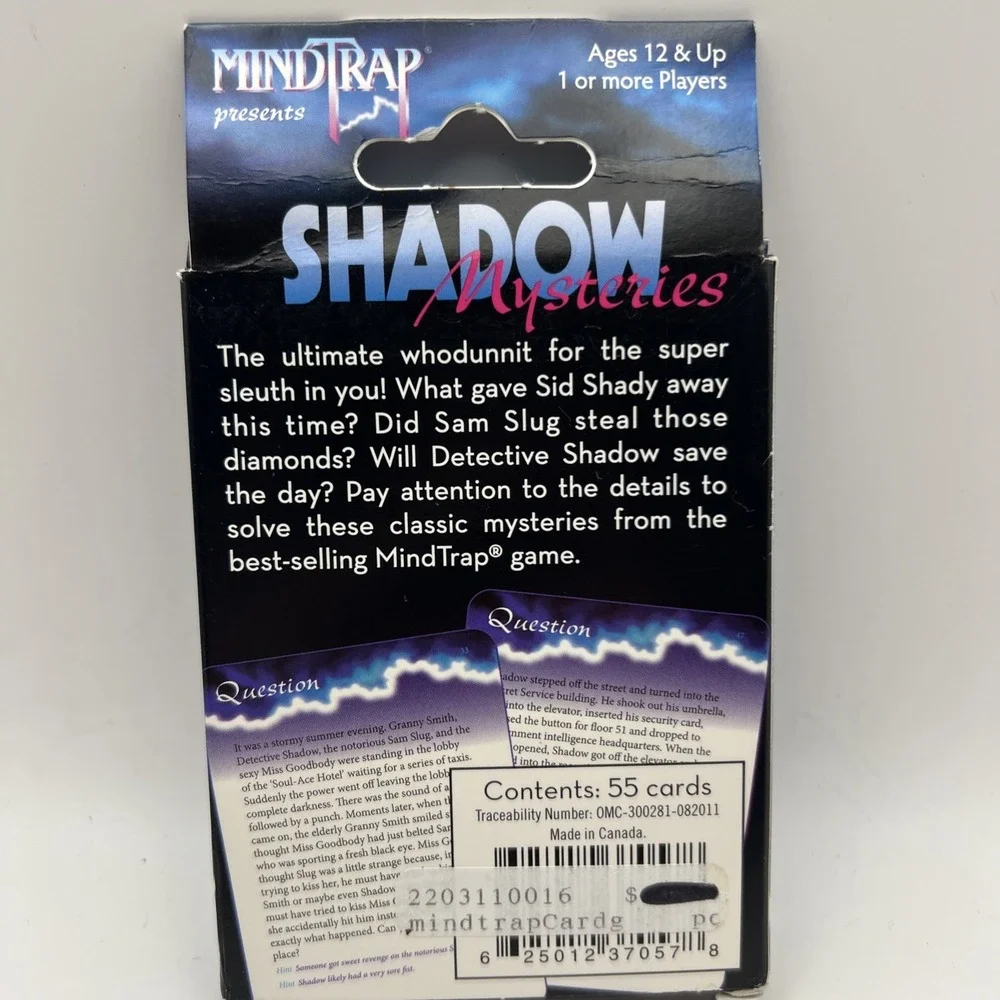 NEW MindTrap Shadow Mysteries Outset Card Game‎  Ages 12+